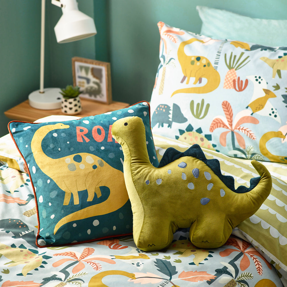 Dino Kids Novelty Cushion Green