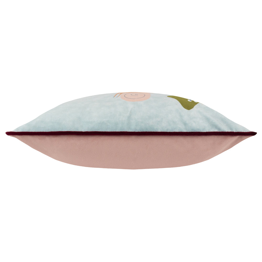 Funguys Friends Piped Velvet Cushion Sky Blue