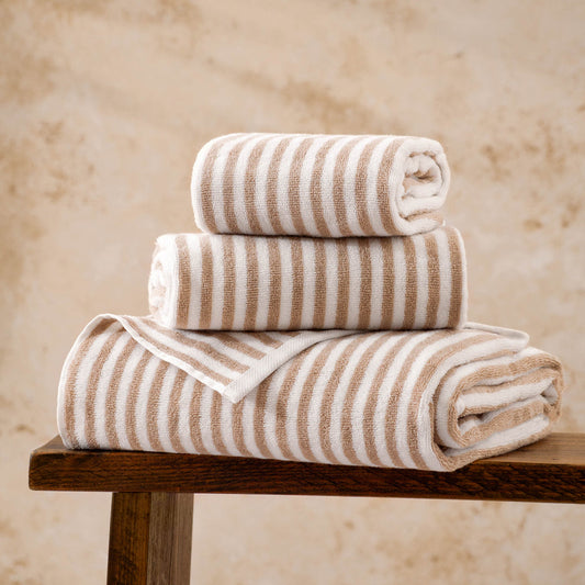 Hebden Striped Cotton Towels Natural