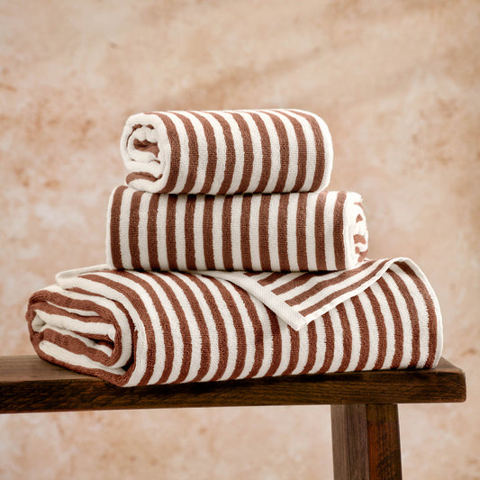 Hebden Striped Cotton Towels Pecan